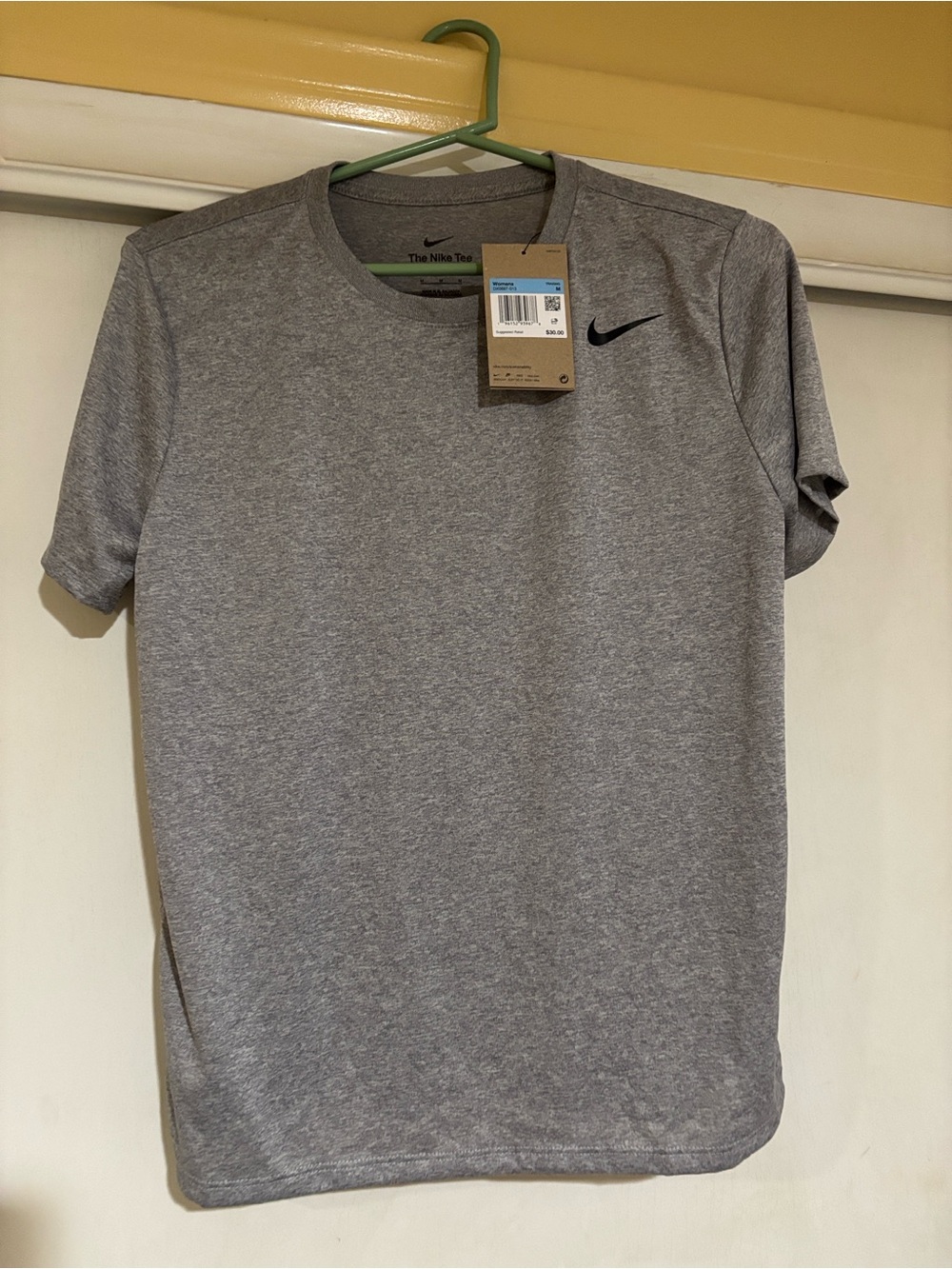 Nike Gray Heather Dri-FIT Short Sleeve Tee with Black Swoosh Medium